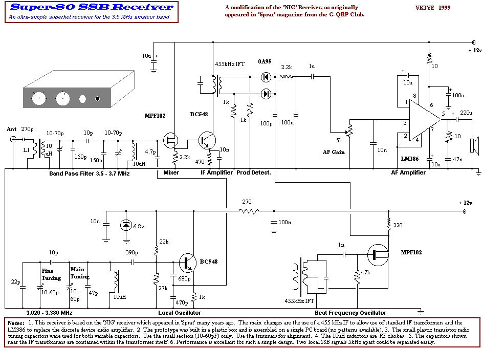 circuit of 80m superhet receiver