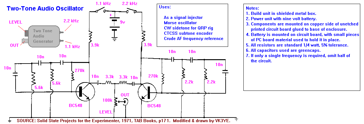 circuit of two tone audio oscillator